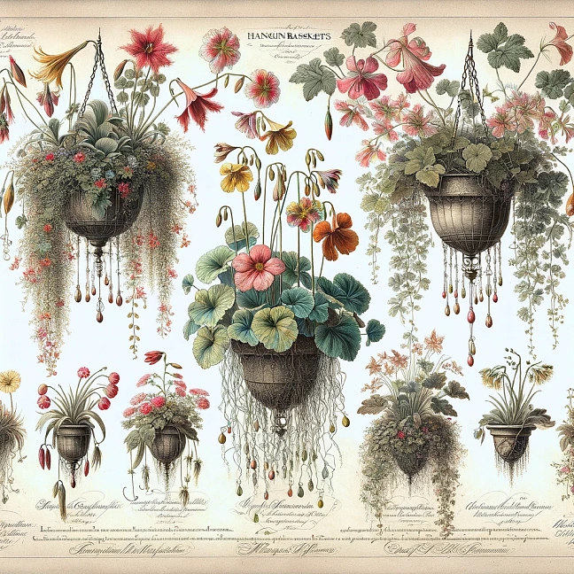 Ампельные растения, ботаническая иллюстрация